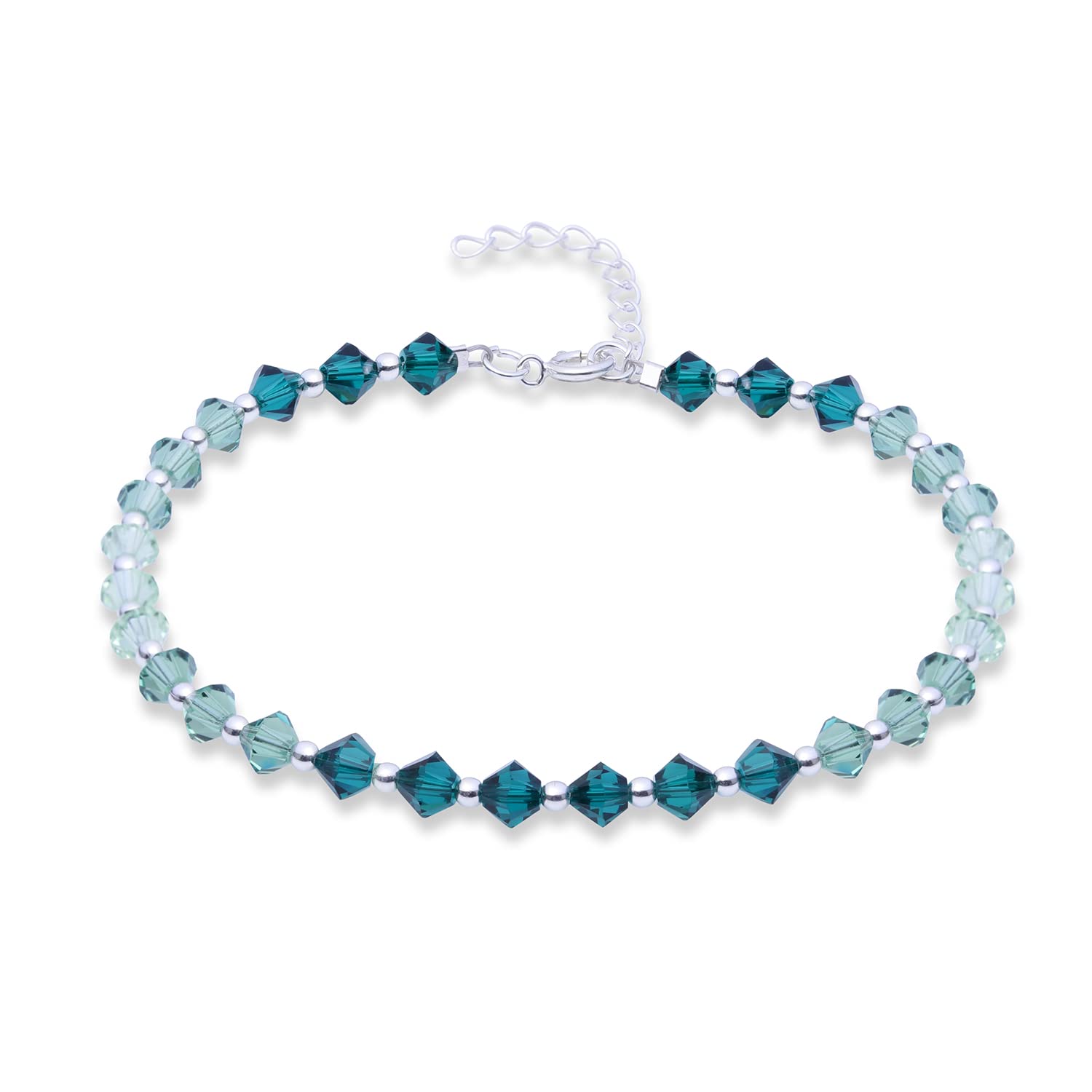 Ananth Jewels925 Silver BIS Hallmarked Swarovski Crystal Bracelet for Women Mint Green