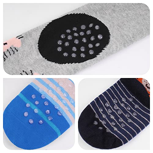 L&K-II 3er Pack Krabbelstrumpfhose Baby Mädchen Jungen Strumpfhose mit ABS Sohle Anti Rutsch Noppen Auto Flugzeug Löwe Motiv 2731B 92-98