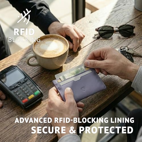Image of Vaultskin MOORGATE Slim Card Holder - Minimalist Leather Wallet with RFID Blocking, Front Pocket Credit Card Case for Men & Women
