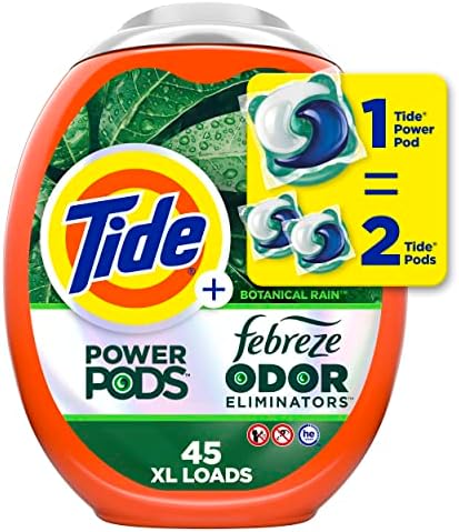 Tide Power Pods Laundry Detergent Pacs with Febreze, 45Count, Botanical Rain Scent, Febreze Freshness with Odor Eliminators