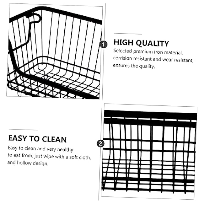 IMIKEYA Iron Art Wire Storage Basket with Curved Handles Resistant Organizer for Kitchen Sundries Household Pantry and Laundry Storage Open Design for Easy Visibility