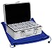Dominoes Double 9, Two-Tone with BLACK Dots, Jumbo Size, Center Spinners, in Aluminum Case _ Bonus Soft Nylon Mesh 9 x 12” Royal Blue Drawstring Carry Bag _ Bundled Items