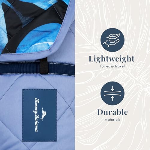 Image of Tommy Bahama 50 inch x 70 inch Waterproof Picnic Blanket, Leaf Blue