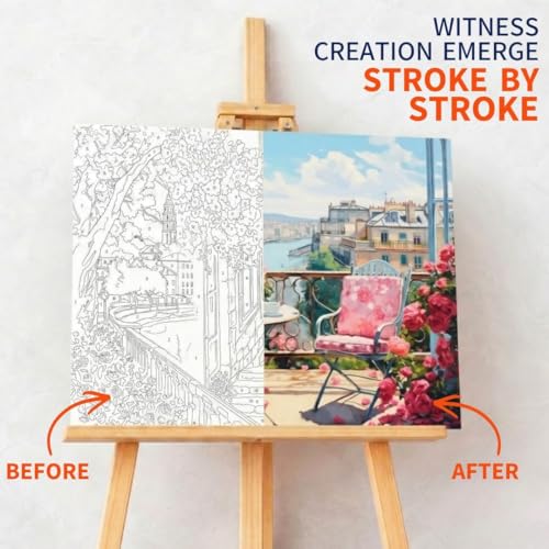 Image of Art Therapy Pcn19 Linen Canvas DIY Paint by Numbers Kit 15 x 20 Inch for Adults & Kids with 2 Set of Acrylic Oil Painting Colors with Brushes for Stress Relief, Relaxation, Focus & Home Decoration (Blush)