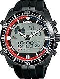 seiko analog-digital world time flight chronograph Zifferblattbeleuchtung LORUS Herren Analog – Digital Quarz Uhr mit Silicone Armband R2B05AX9