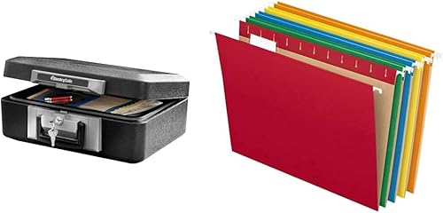 SentrySafe Caja de seguridad ignífuga con cerradura de llave, 0.25 pies cúbicos, 6.3 x 15.3 x 12.1 pulgadas, carpetas colgantes 1160 y Pendaflex,