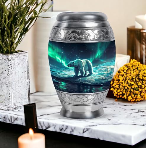 Image of Polar Bear Urn Human Ash Adult - Cremation Urns - Urn for Ashes Adult Male - Urns for Burial - Memorial Urns for Male & Female - 1 Large & 2 Small - Funeral Urns for Ashes Adult
