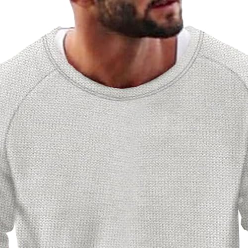 Men's Stretch Textured Casual Knit Sweater Pullover Crewneck Cotton Blend Long Sleeve Solid Color Classic Sweater2