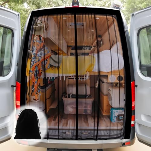 Moustiquaire magnétique pour Van - Moustiquaire Universelle - Centre magnétique - pour Camping-Car, Porte latérale/Coffre - 200 x 170 cm