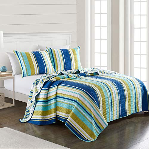 Compare Price blue and green striped quilt on