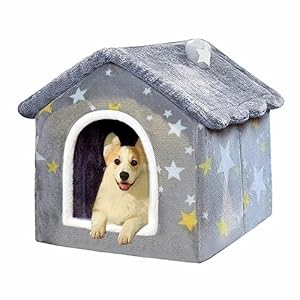Dog House Indoor, Foldable Soft Kennel Bed Warm Cat Nest Puppy Cave with Cushion for Small Medium Large Dogs Cats (S-Within 9 lbs)