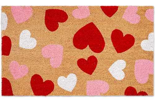 Valentine's Day Natural Coir Door Mat Romantic Red...
