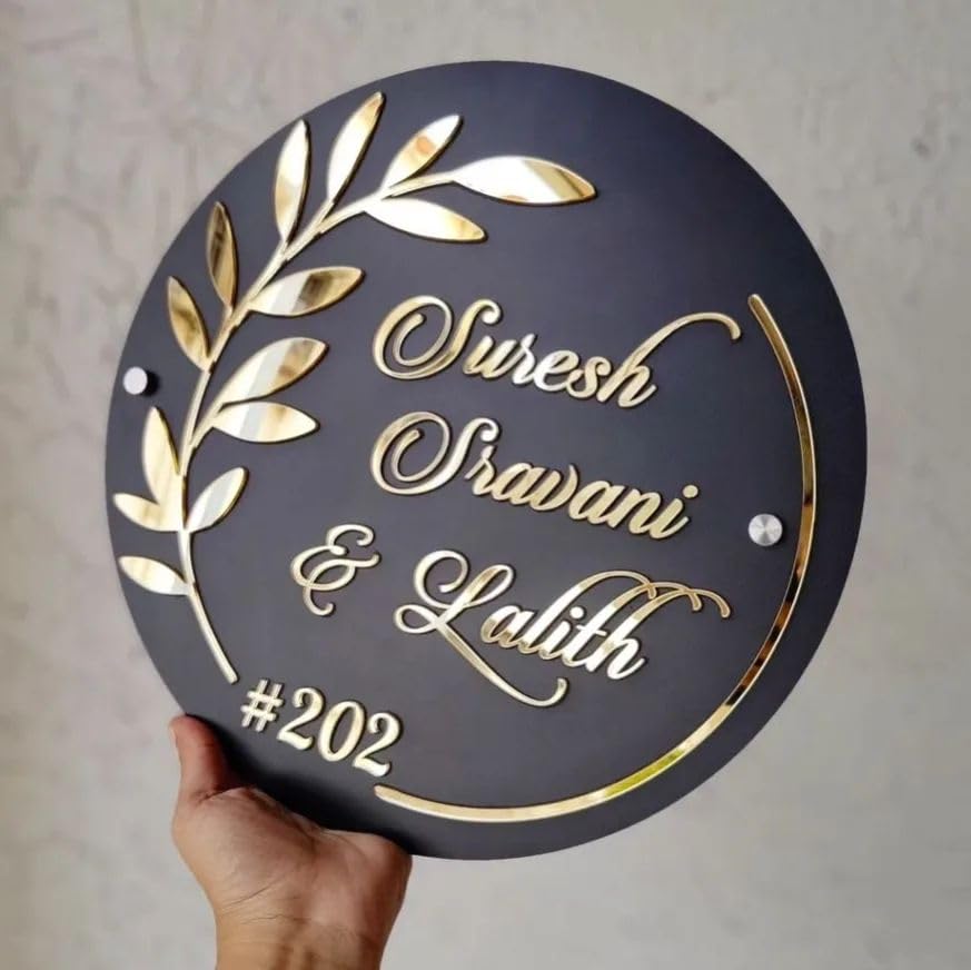 Image of DON'T JUDGE ME Home Entrance Name Plate, Name Plate for Home Entrance | Round Shape | Colour :-Gold And Black | Material:- MDF (24 INCHES)