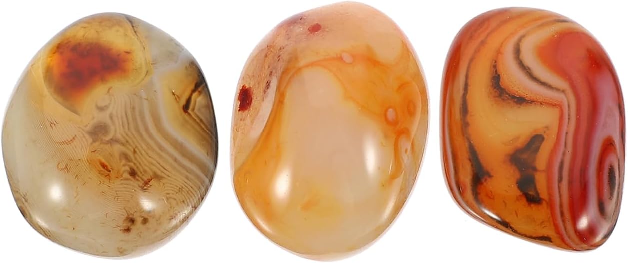 3Pcs Natural Sardonyx Agate Tumbled Stones Irregular Banded Healing Stones for Meditation Crafts Fountains Vase Filler Terrariums Assorted Color