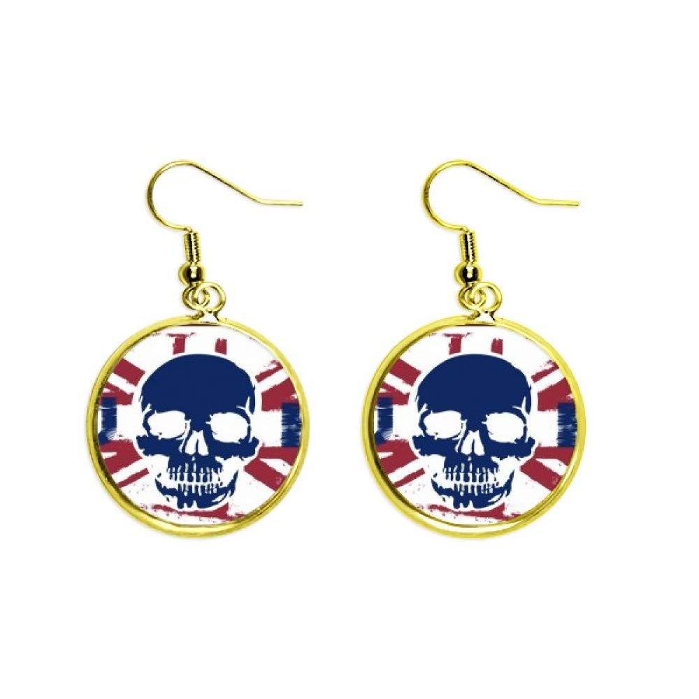 Pendientes de esqueleto e ilustración histórica de Inglaterra dorados 2