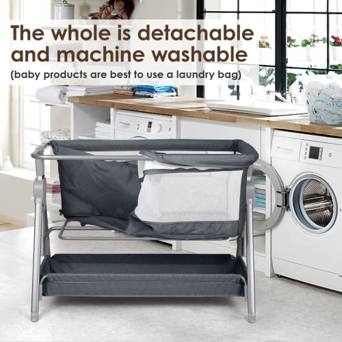 Cowiewie Baby Bassinet With Bed Mattress And Storage | 7-Levels Height Adjustable | Basket Beside Bassinet Sleeper Impact Cotton Protects Baby's Head And Feet #TOP6