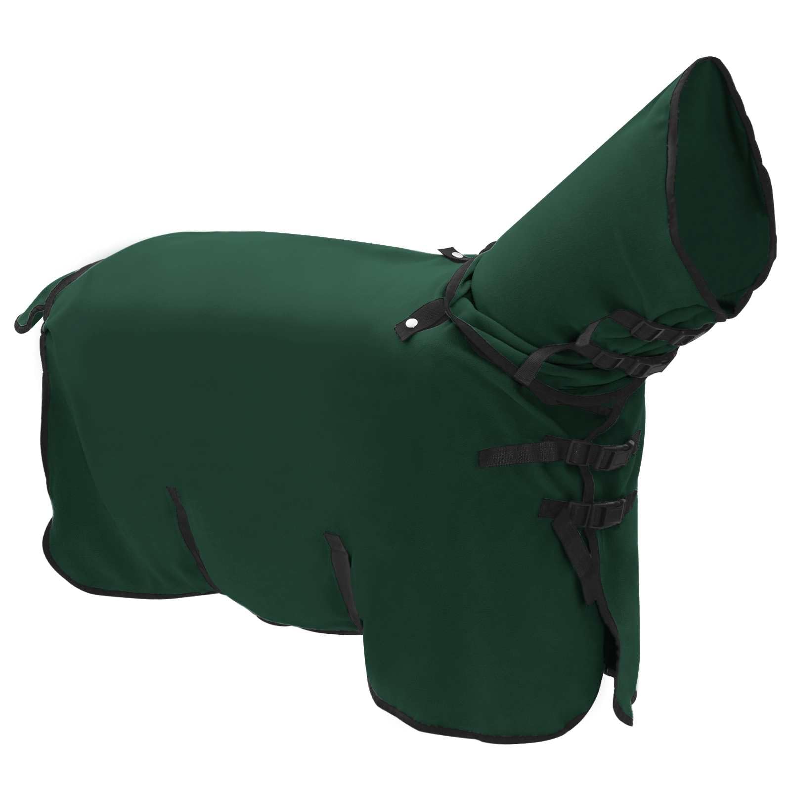 Manta para caballo, 115 cm, poliéster, transpirable, ligera, para entrenamiento, establo y transporte, sin cubierta para el cuello, color verde oscuro