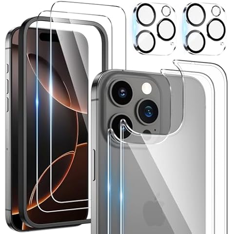 Maxdara [Upgrade [6 in 1] for iPhone 16 Pro Screen Protector (6.3 inches), iPhone 16 Pro Back Screen Protector and Front Screen Protector with Camera Lens Protector [2+2+2 Pack], 9H Hardness Cover