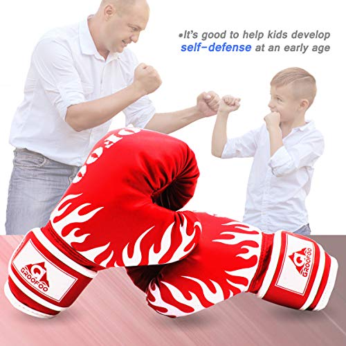 Image of GROOFOO Kids Boxing Gloves for Child Punching Bag Sparring Training, 4oz 6oz fit 3 to 14 Years (Red, 4 Oz)