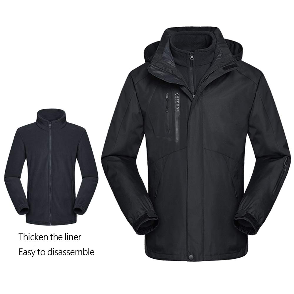 Herren Skijacke Atmungsaktiv Warm Gefüttert Winterjacke mit Abnehmbarer Kapuze Snowboardjacke Wasserdicht Outdoorjacke Warm Outdoorjacke Wasserdicht Softshelljacke