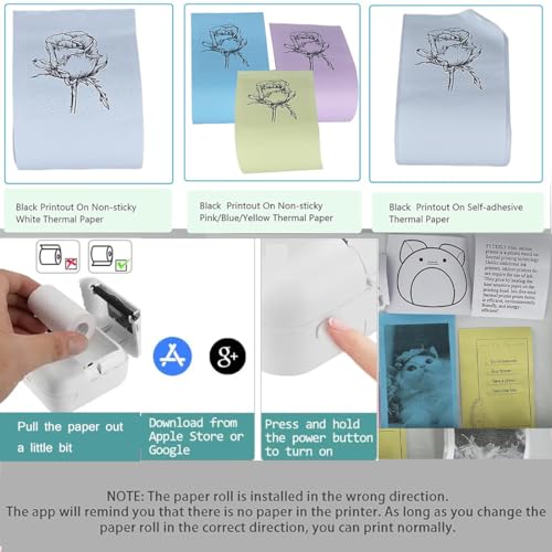 Image of AngelReally Mini Pocket Bluetooth Printer-Portable Thermal Printer for Journal /DIY Scrapbook /Travel /Notes /Lists /Label /Memo, Receipt Printer
