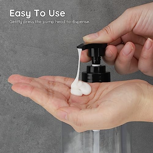 Image of Segbeauty 16.9oz Empty Bathroom Soap Dispenser, 2pcs Refillable Plastic Lotion Pump Bottles with Labels, 500ml Clear Shower Soap Dispenser Shampoo and Conditioner Bottles with Pump for Kitchen