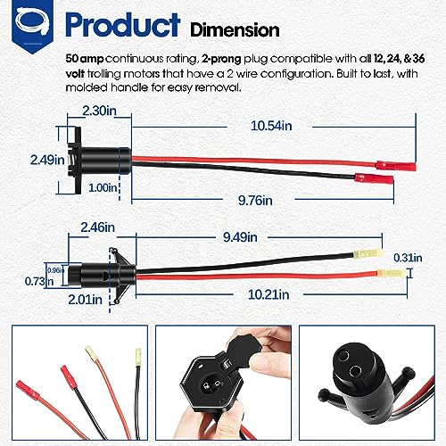 Trolling Motor Plug and Receptacle Set for Marine Boat, 14365-6 Male & 14366-6 Female Trolling Motor Connector, Quick Connect Electrical Plug Socket with Butt Connectors, Trolling Motor Plug, 12v 8 Ga - Thumbnail 6