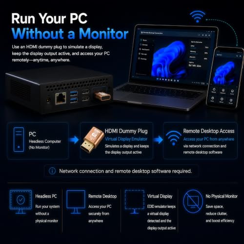 Image of 10 Pack HDMI Dummy Plug 4K@60Hz,Virtual Monitor Emulator
