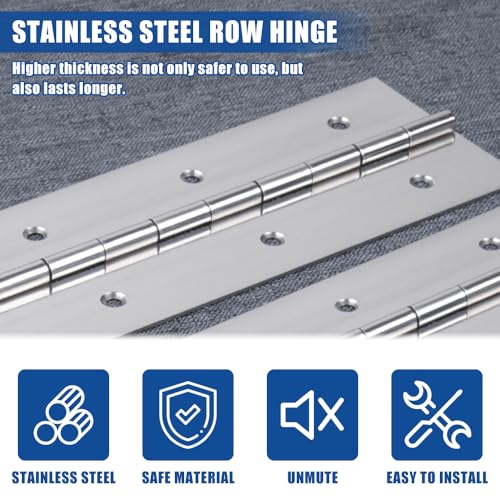 Neikafan Continuous Piano Metal Hinge 300mm/12 Inch Heavy Duty Piano Hinges Continuous Stainless Steel Polished Pianos Hinge for Wood Pianos - Image 3