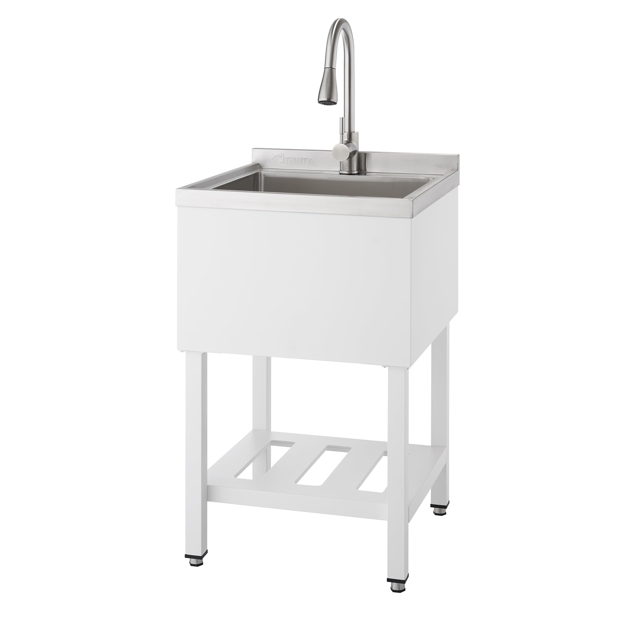 TRINITY 21.5" NSF Freestanding Stainless Steel Utility Sink w/Faucet, White