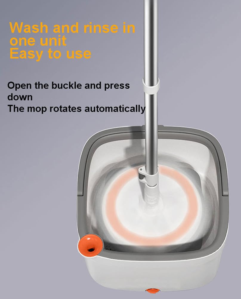 Juego de trapeador Giratorio y Cubo, Separa Agua Limpia y Sucia, rotación con presión Manual, Limpieza Profunda para Pisos, Azulejos y Madera. Incluye 2 Cabezales de trapeador de Microfibra
