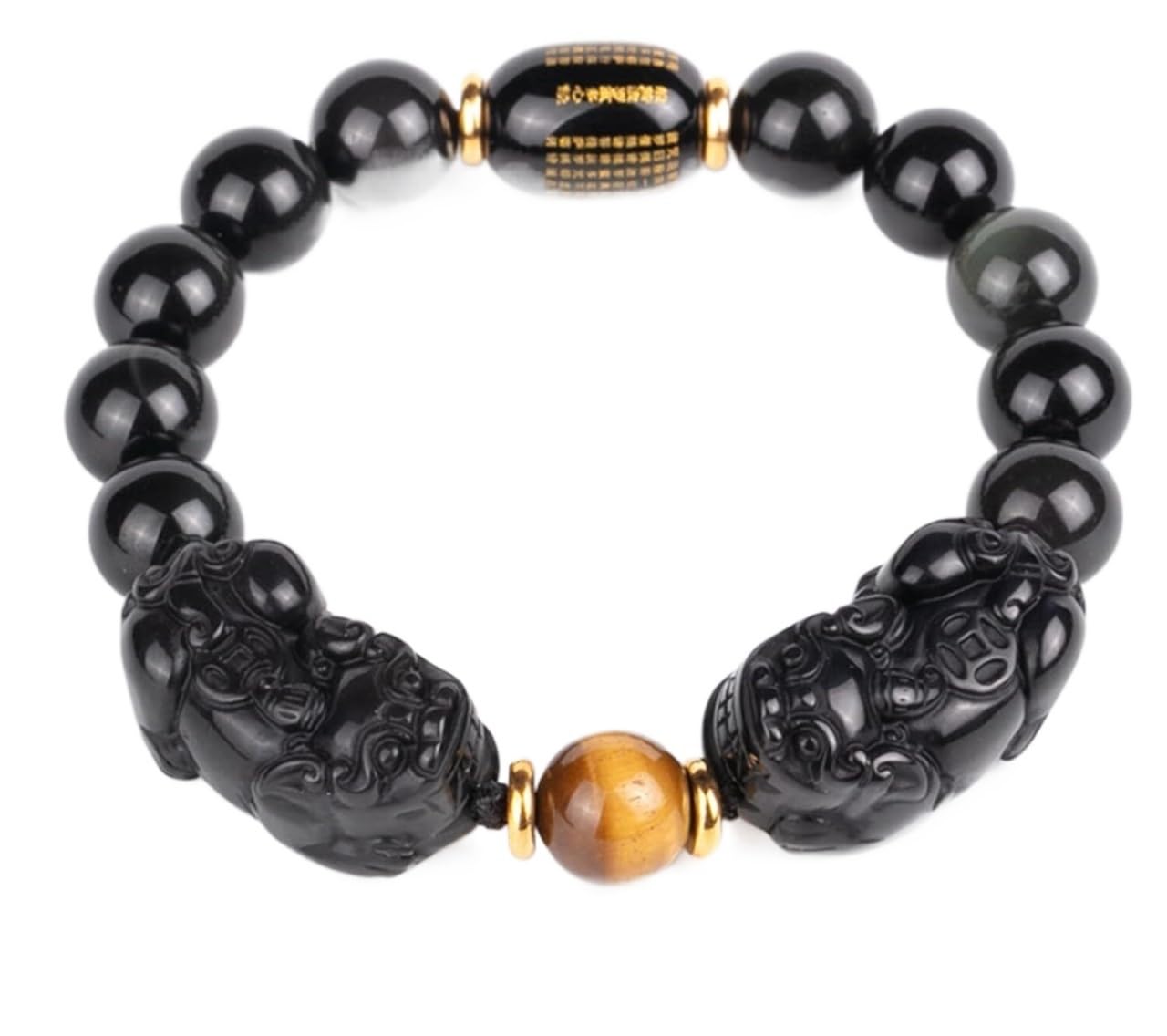 NZPOST Black Obsidian Bracelet,Pi Yao Wealth Bracelet Tiger Eye Stone Reiki Crystal Bracelet Spiritual Ch