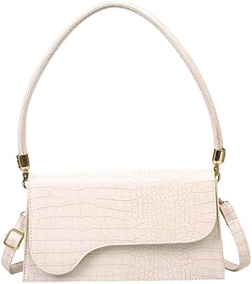 AMHDV Retro Classic Clutch Shoulder Bag Crocodile Pattern Small Crossbody Handbag for Women (03off-white)