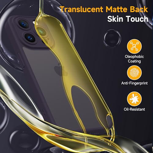 Mootobo for iPhone 12 Pro Case 6.1 inch, Military-Grade Protection 360° Full Body Frosted Translucent Back Phone Cover, Anti-Fingerprint Slim Shockproof Phone Case for iPhone 12 Pro – Deep Purple - Image 4