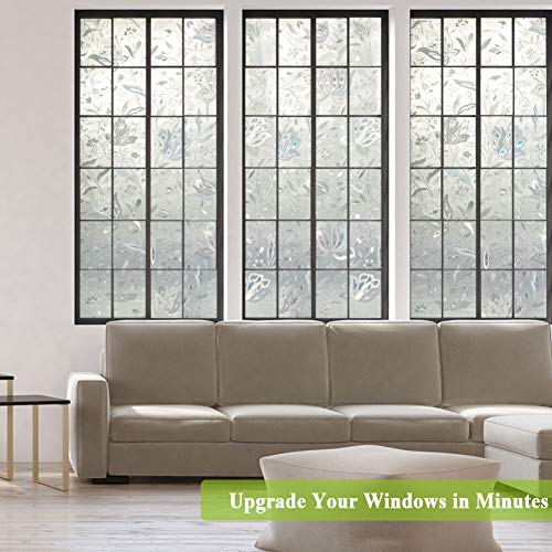 Tulip Decorative Window Film,No Glue Frosted Privacy Film,Stained Glass Door Film,Reflective Static Cling Heat Control Anti Uv Window Decoration For Home And Office,17.5 Inches By 78.7 Inches #TOP2
