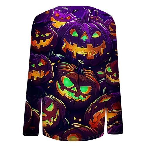 Halloween Shirts for Women Long Sleeve Plus Size Fashion Crewneck Comfortable Tshirts Halloween Costumes for Women