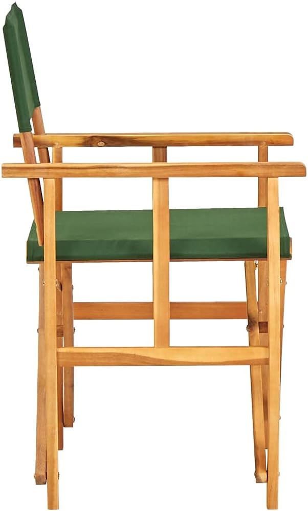 vidaXL Solid Acacia Wood Director's Chairs in Green - Set of 2 - Foldable and Portable - High Seating Comfort - for Campsite, Beach, Sports Pitch
