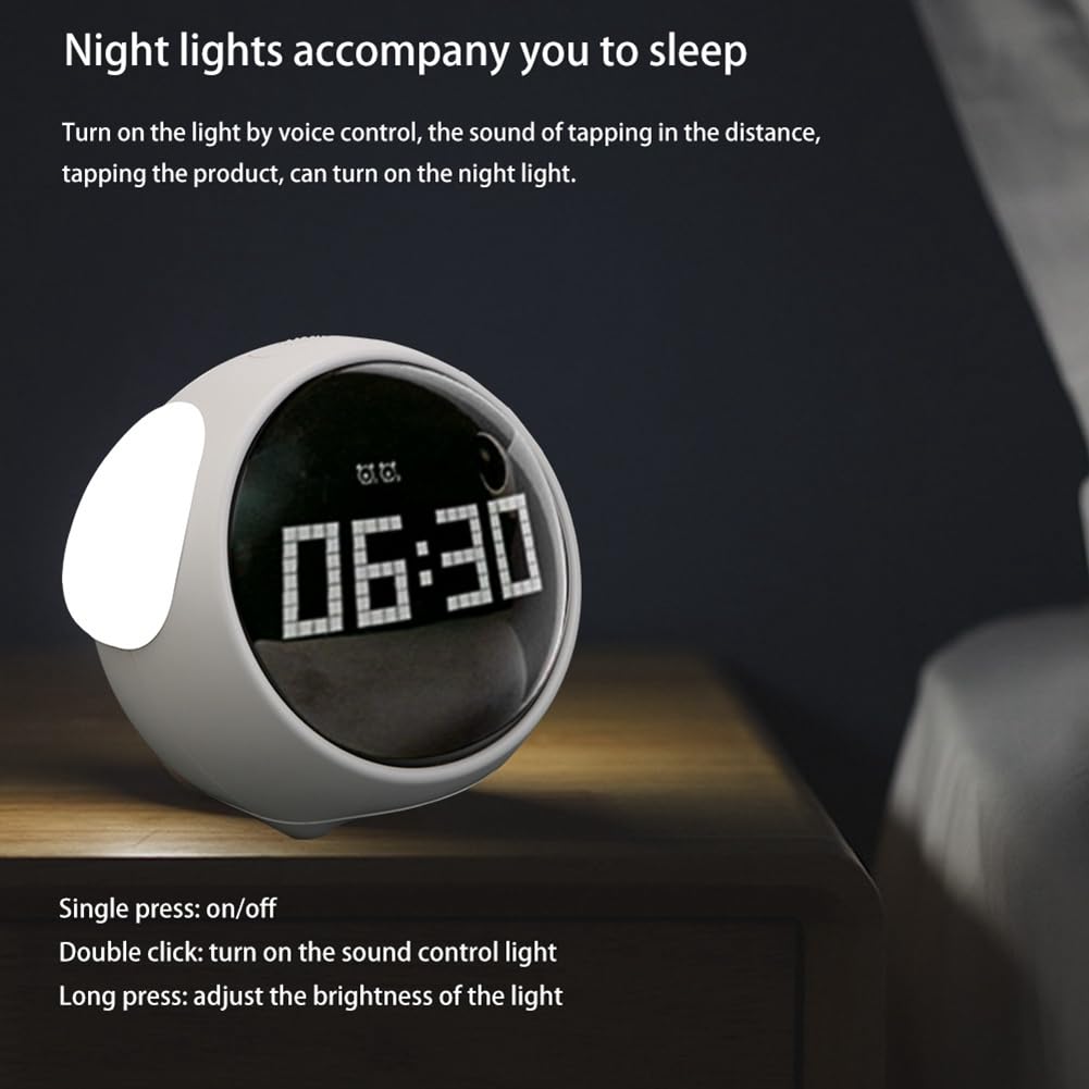 Réveil Multifonction Desikixudy Avec Commande Vocale - Affichage LED, Température, Batterie 1500mAh