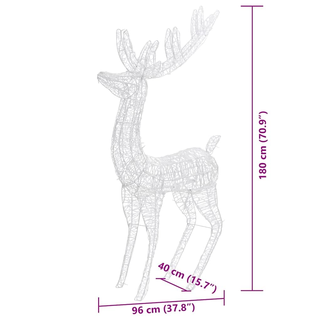XXL Rentiere Weihnachtsdekoration Acryl mit 250 LED, 3 Stück, 180 cm Höhe, wetterbeständig, USB-Anschluss, 8 Lichtmodi, für Garten, Balkon, Terrasse, Innen und Außenbereich