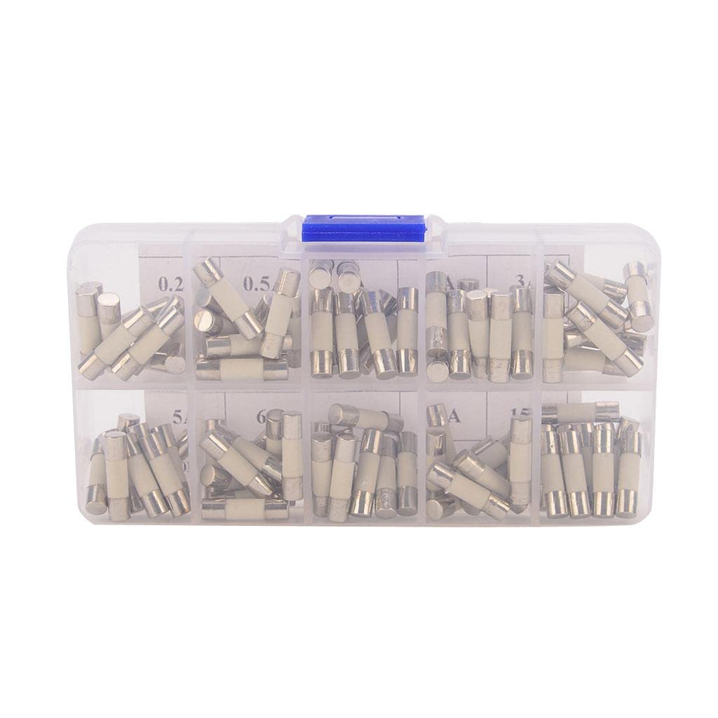 SXJAAR 100 teile/los Set Kit 5x20mm Sicherung Verschiedene Kits DIY Glasrohr Glassicherungen 0,2A-20A
