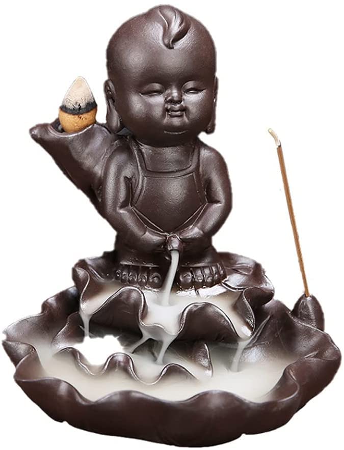 ZEELYDE Buddha Statue,Manneken Pis Backflow Incense Burner Ceramic Waterfall Incense Holders Home Decor Gift Decorations Statue Ornaments