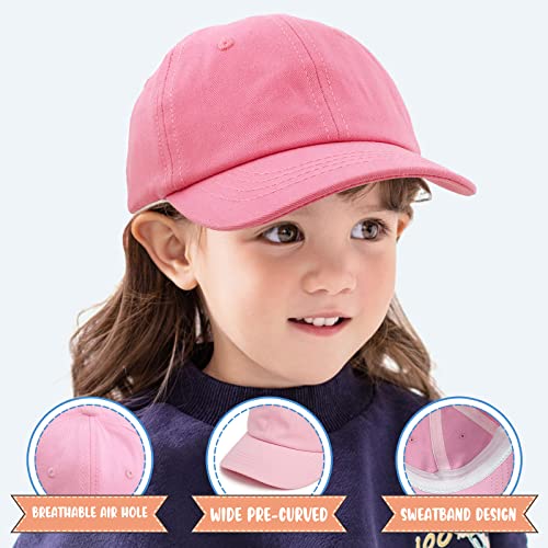 Kids Baseball Caps Adjustable Toddler Boys Summer Trucker Cap Baby Girls Sun Hats Cotton Outdoor Hat With Curved Brim (1-2T, Light Pink) #TOP2