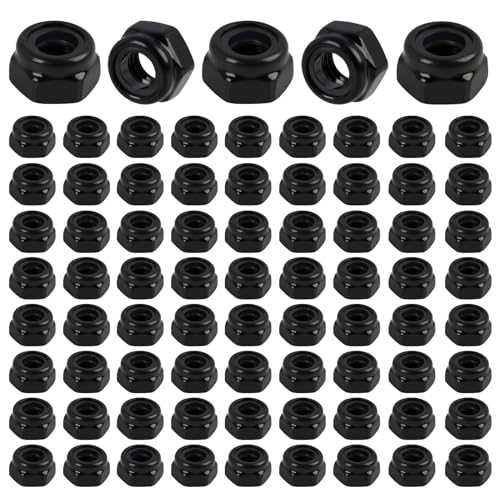 50 pcs Ecrou M5 Inox, Écrous Hexagonaux Noirs avec Anneau Nylon, Écrou Frein Autobloquant Antirouille en Acier Inoxydable, Écrou Hexagonal Fileté pour Machines, Meubles et Projets Industriels