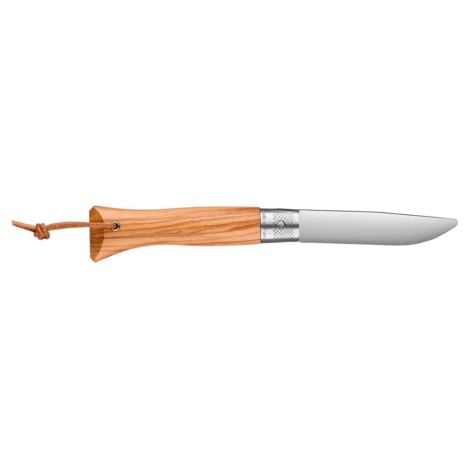 OPINEL - neo6 Opiflex Olivier - Coltello Tascabile Tradizionale - Lama 7 cm in Acciaio Inox, Manico in Legno d'Ulivo Verniciato a Grana Mediterranea, OPIFLEX Senza Blocco, Laccetto in Pelle