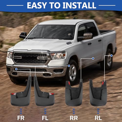Image of Mud Flaps Mud Guards Replacement for 2021-2024 Dodge Ram 1500 (Without OEM Fender) Mudflaps Mud Splash Guards Front and Rear No Drilling Required 4PCS