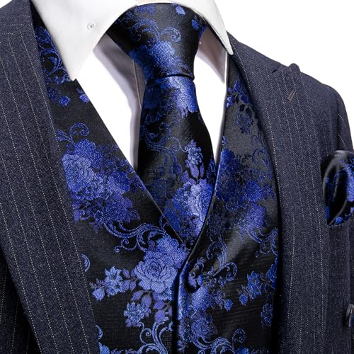 Image of Barry.Wang Men's Suit Vest Formal /Leisure Paisley Jacquard Silk Tie Pocket Square Waistcoat Set Wedding 5PCS
