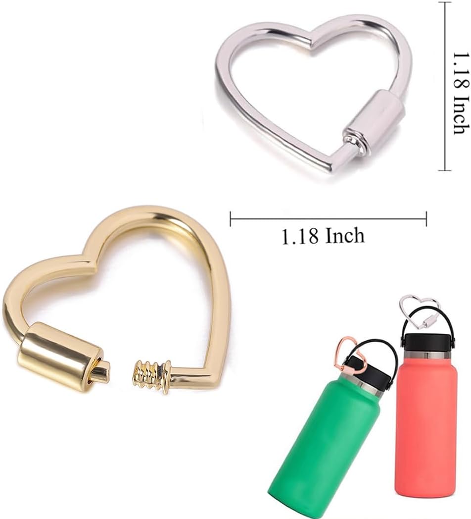 6 pcs 30mm Heart Shape Carabiner Aluminum Ring Keychain Carabiner Bulk Hook Bag for Camping Hiking Fishing Travel Dog Leash by - Image 2