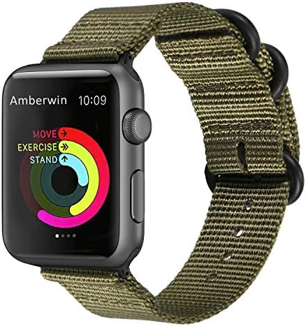 Amberwin Compatible for Apple Watch Band 44mm 42mm 40mm 38mm, Nylon NATO iWatch Band Replacement Strap for Apple Watch SE Series 6/5/4/3/2/1