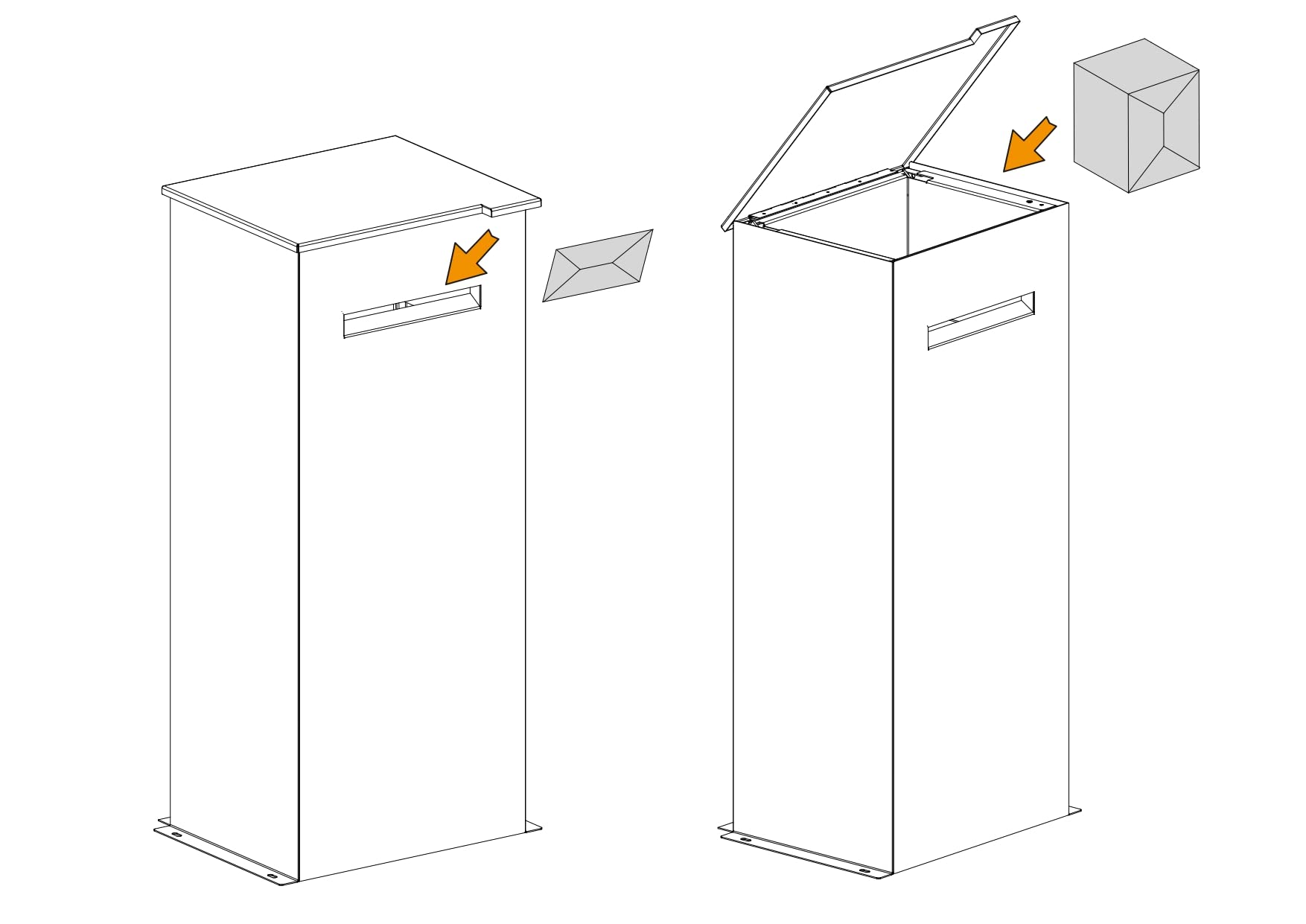 Briefkasten, Design Standbriefkasten und Paketbriefkasten Knox aus Cortenstahl - Bravios