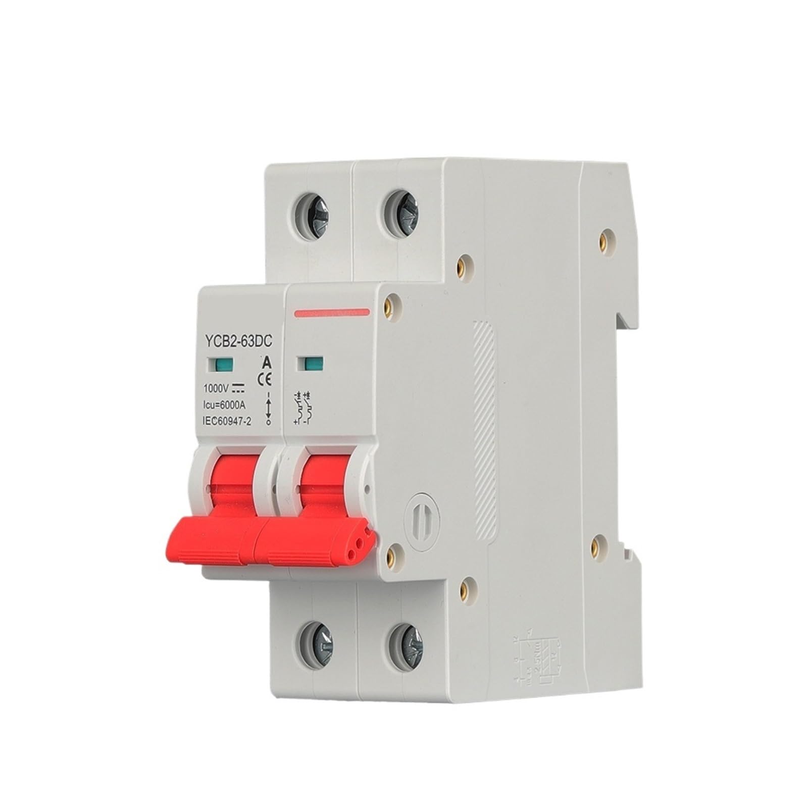 Disjoncteur Solaire 2P DC 1000V 63A pour installation photovoltaïque domestique